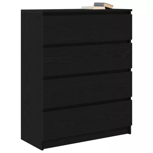 Fekete tölgy szerelt fa tálalószekrény 80x35x99 cm