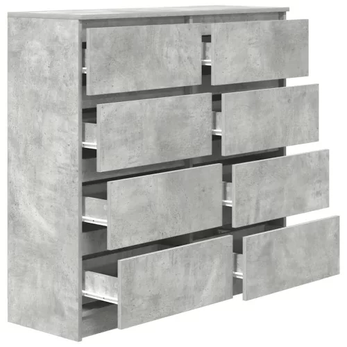 Betonszürke szerelt fa tálalószekrény 100x35x99 cm