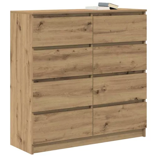 Kézműves tölgy színű szerelt fa tálalószekrény 100x35x99 cm