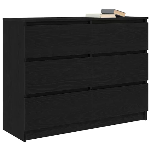 Fekete tölgy szerelt fa tálalószekrény 100x35x76 cm