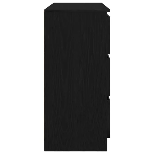 Fekete tölgy szerelt fa tálalószekrény 100x35x76 cm