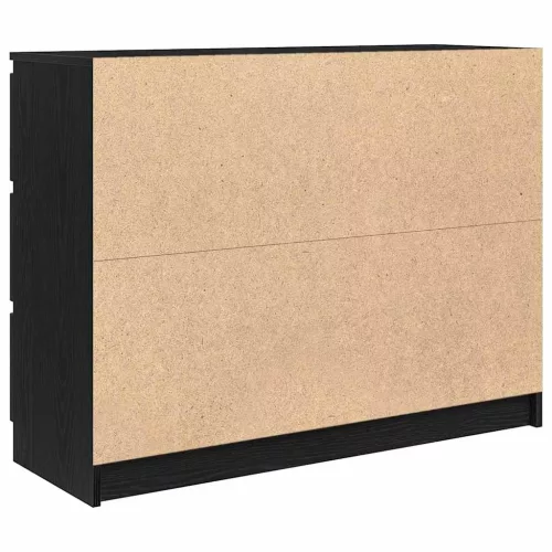 Fekete tölgy szerelt fa tálalószekrény 100x35x76 cm