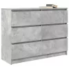 Betonszürke szerelt fa tálalószekrény 100x35x76 cm