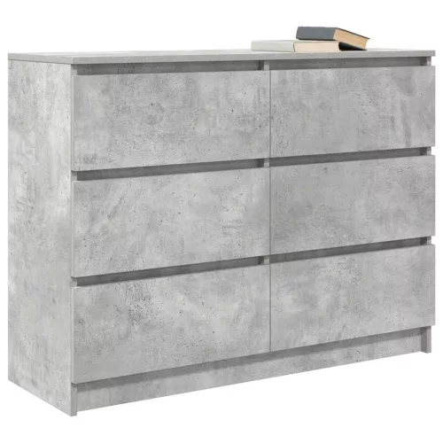Betonszürke szerelt fa tálalószekrény 100x35x76 cm