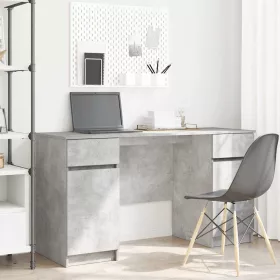   Asztal fiókkal polcokkal Beton szürke 140 x 49 x 76 cm Faanyag