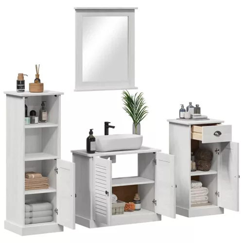 Fürdőszoba bútor szett 3 pcs antik fehér 37 x 34 x 110 cm