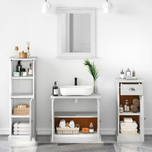 Fürdőszoba bútor szett 3 pcs antik fehér 37 x 34 x 110 cm
