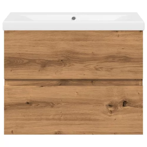 Kézműves tölgy mosdószekrény beépített mosdókagylóval