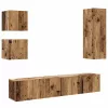 5 részes antik fa színű szerelt fa fali TV-szekrényszett