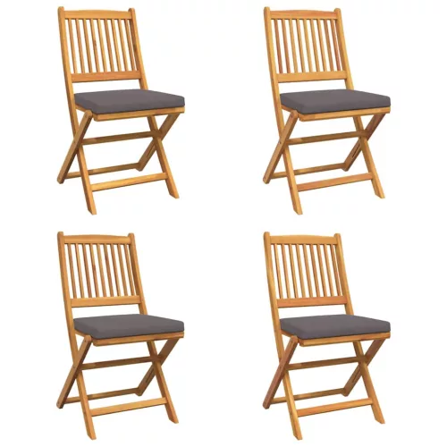 Összecsukható szék 4 pcs Szürke 49 x 57.5 x 92cm Tömör akácfa