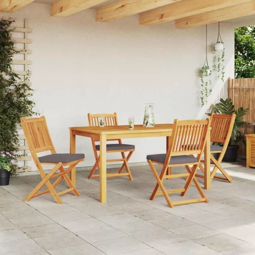 Összecsukható szék 4 pcs Szürke 49 x 57.5 x 92cm Tömör akácfa
