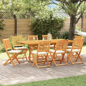   Összecsukható szék 8 pcs Fehér 49 x 57.5 x 92cm Tömör akácfa