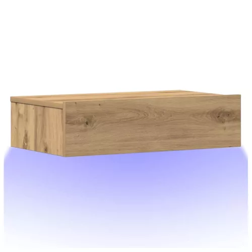 Kézműves tölgy színű szerelt fa éjjeliszekrény 60x35 cm
