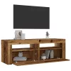 2 db antik fa színű éjjeliszekrény LED-del 60 x 35 x 40 cm