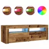2 db antik fa színű éjjeliszekrény LED-del 60 x 35 x 40 cm