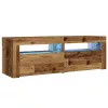2 db antik fa színű éjjeliszekrény LED-del 60 x 35 x 40 cm