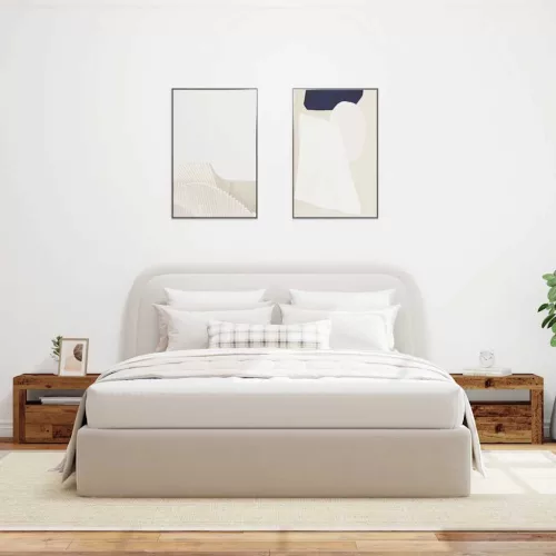 2 db antik fa színű éjjeliszekrény LED-del 60 x 35 x 40 cm