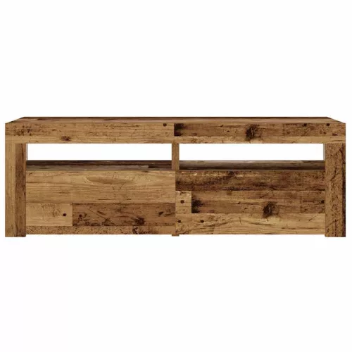2 db antik fa színű éjjeliszekrény LED-del 60 x 35 x 40 cm