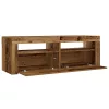 2 db antik fa színű éjjeliszekrény LED-del 60 x 35 x 40 cm