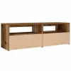 2 db antik fa színű éjjeliszekrény LED-del 60 x 35 x 40 cm