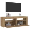 2 db kézműves tölgy színű éjjeliszekrény LED-del 60 x 35 x 40cm