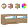 2 db kézműves tölgy színű éjjeliszekrény LED-del 60 x 35 x 40cm