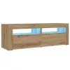 2 db kézműves tölgy színű éjjeliszekrény LED-del 60 x 35 x 40cm