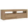2 db kézműves tölgy színű éjjeliszekrény LED-del 60 x 35 x 40cm