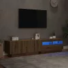 Kézműves tölgy szerelt fa TV-szekrény LED-ekkel 180x35x40 cm