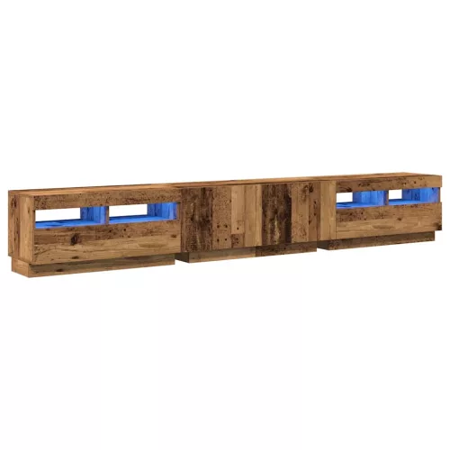 Antik fa színű szerelt fa TV-szekrény LED-ekkel 260x35x40 cm
