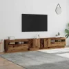 Antik fa színű szerelt fa TV-szekrény LED-ekkel 260x35x40 cm