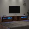 Antik fa színű szerelt fa TV-szekrény LED-ekkel 260x35x40 cm