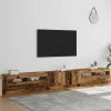 Antik fa színű szerelt fa TV-szekrény LED-ekkel 300x35x40 cm