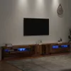 Antik fa színű szerelt fa TV-szekrény LED-ekkel 300x35x40 cm