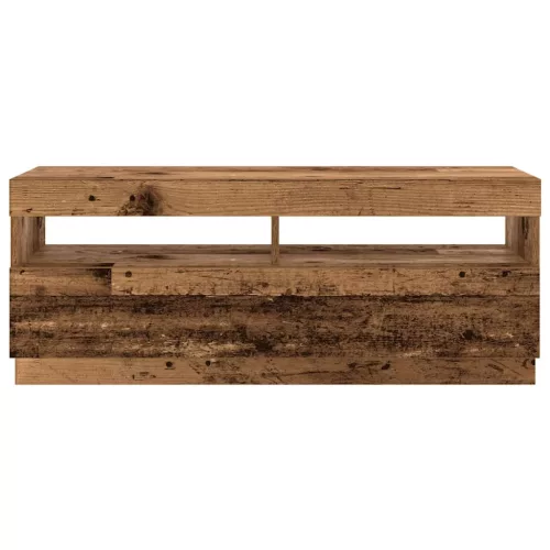 Antik fa színű szerelt fa TV-szekrény LED-ekkel 300x35x40 cm