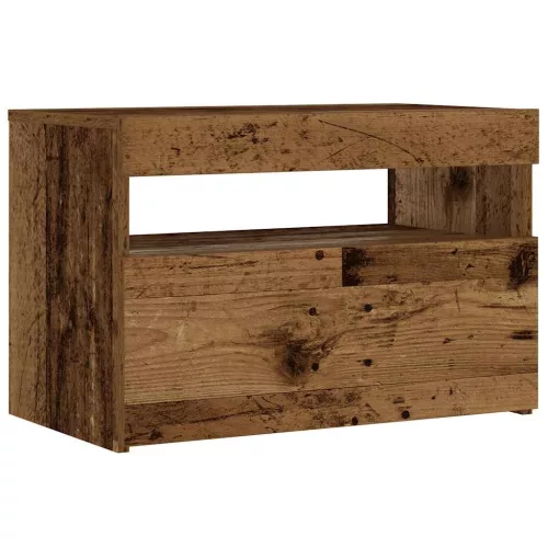 Éjjeliszekrény LED fényekkel régi fa 60x35x40 cm gépelt fa