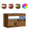 Éjjeliszekrény LED fényekkel régi fa 60x35x40 cm gépelt fa