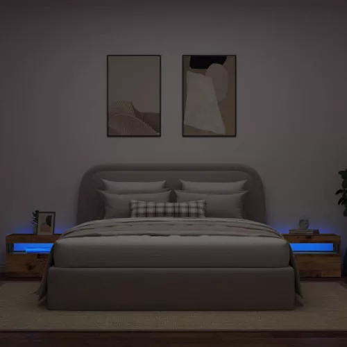 Éjjeliszekrény LED fényekkel régi fa 60x35x40 cm gépelt fa