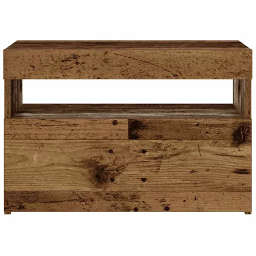 Éjjeliszekrény LED fényekkel régi fa 60x35x40 cm gépelt fa