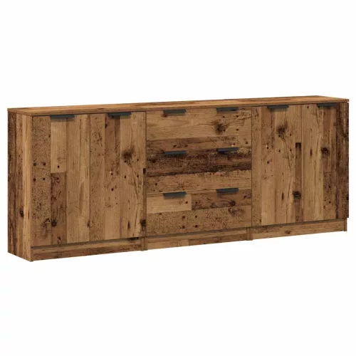 3 db antik fa színű szerelt fa tálalószekrény 60 x 30 x 70 cm