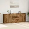 3 db antik fa színű szerelt fa tálalószekrény 60 x 30 x 70 cm