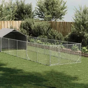   Horganyzott acél kültéri kutyafuttató kifutóval 8x2x1,5 m