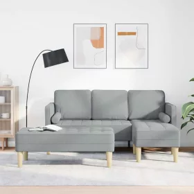   Kanapé Szett 2 pcs Világosszürke 173 x 131 x 67 cm szövet