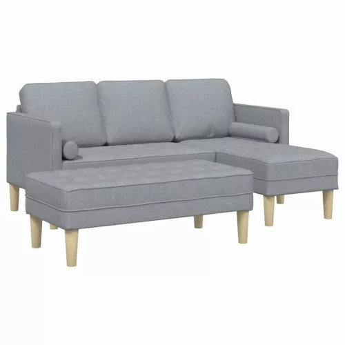 Kanapé Szett 2 pcs Világosszürke 173 x 131 x 67 cm szövet