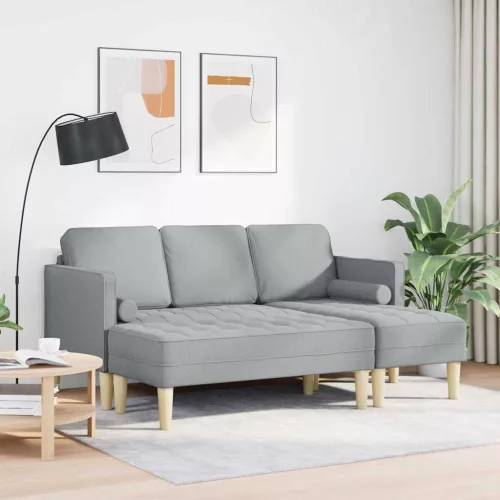 Kanapé Szett 2 pcs Világosszürke 173 x 131 x 67 cm szövet