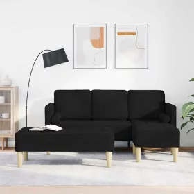 Kanapé Szett 2 pcs Fekete 173 x 131 x 67 cm szövet