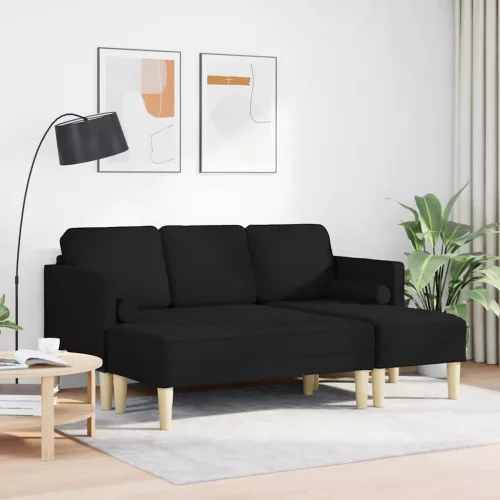 Kanapé Szett 2 pcs Fekete 173 x 131 x 67 cm szövet