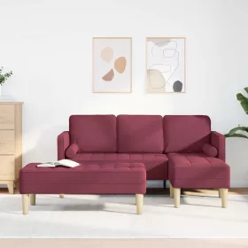 Kanapé Szett 2 pcs bordó 173 x 131 x 67 cm szövet