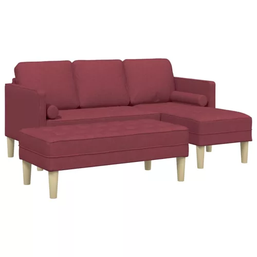 Kanapé Szett 2 pcs bordó 173 x 131 x 67 cm szövet