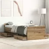 Ágykeret fejtámlával fiókkal kézműves tölgy 75 x 190 cm Faanyag
